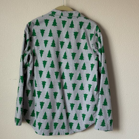 Hanna Anderson Women Pajama Top Flannel Size S Tannenbaum Tree Button Up Gray - Picture 2 of 11